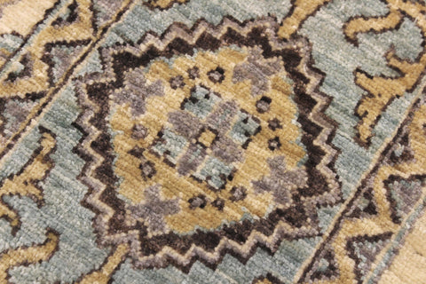 handmade Transitional Kafkaz Ivory Lt. Blue Hand Knotted RECTANGLE 100% WOOL area rug 6' x 8'