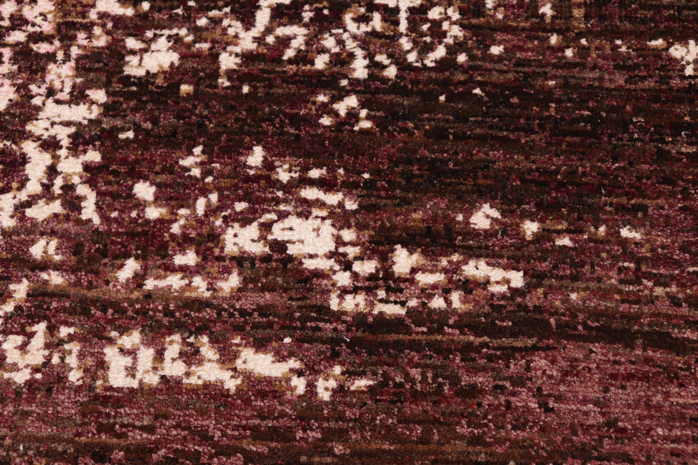 handmade Modern Kafkaz Brown Purple Hand Knotted RECTANGLE WOOL&SILK area rug 6' x 9'