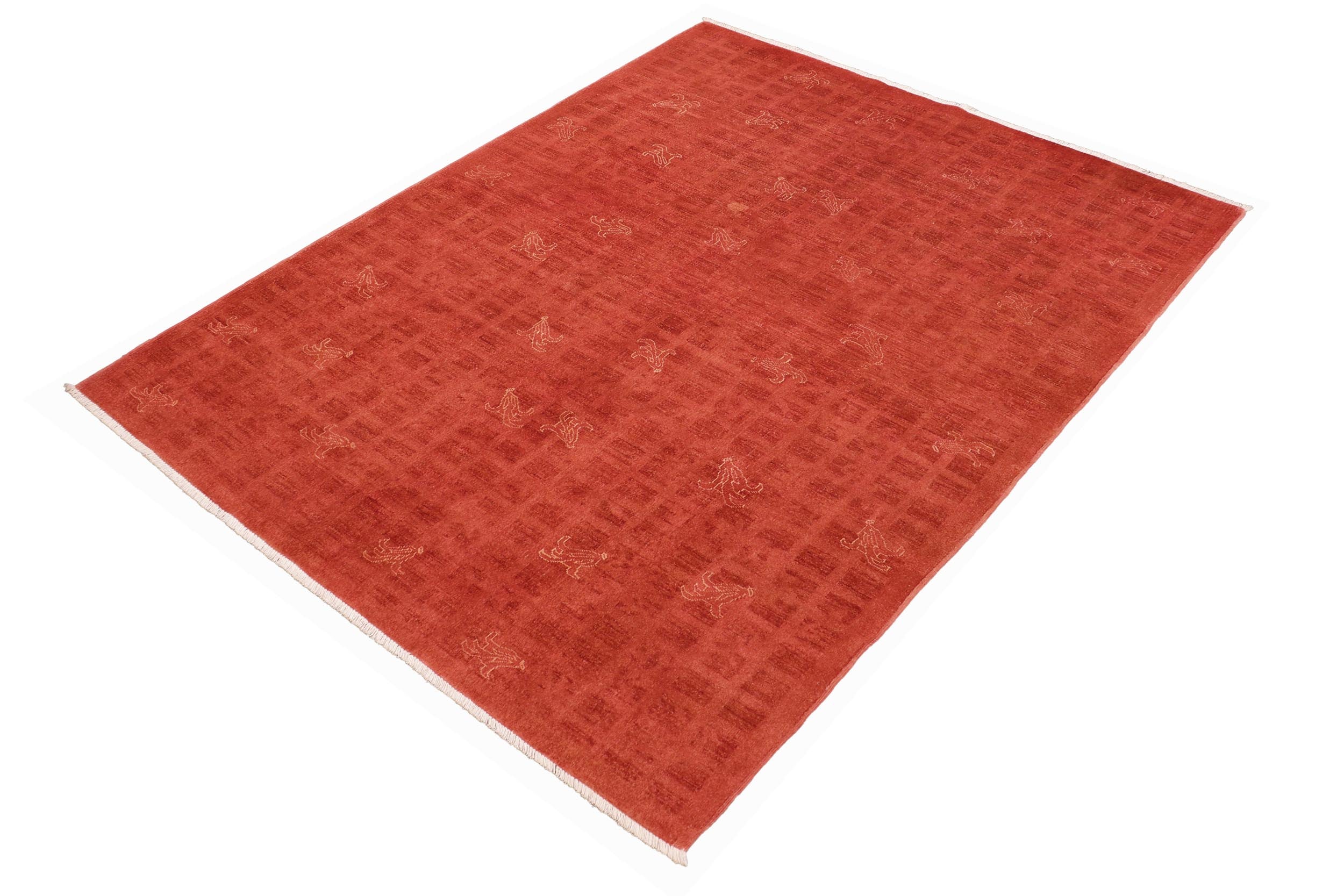 handmade Over Dyed Over Dyed Rust Orange Hand Knotted RECTANGLE 100% WOOL area rug 6' x 9'