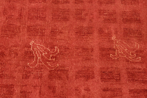handmade Over Dyed Over Dyed Rust Orange Hand Knotted RECTANGLE 100% WOOL area rug 6' x 9'