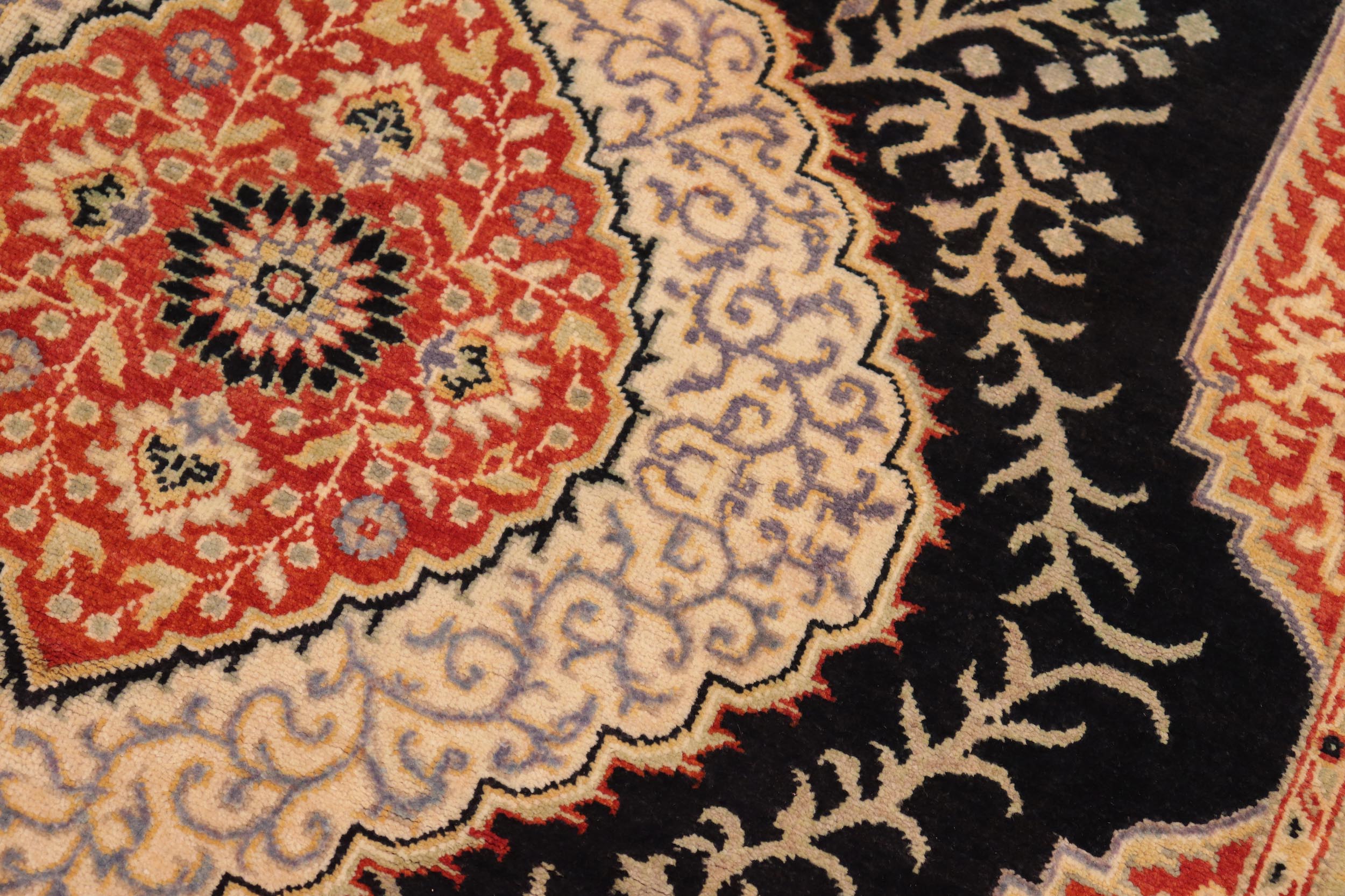 handmade Traditional Design Black Green Hand Knotted RECTANGLE 100% WOOL area rug 5' x 7'