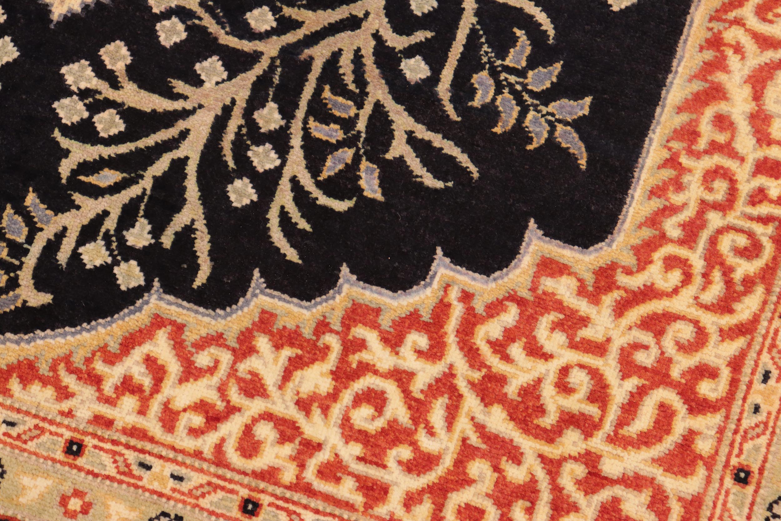 handmade Traditional Design Black Green Hand Knotted RECTANGLE 100% WOOL area rug 5' x 7'