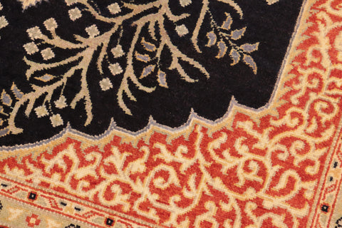 handmade Traditional Design Black Green Hand Knotted RECTANGLE 100% WOOL area rug 5' x 7'