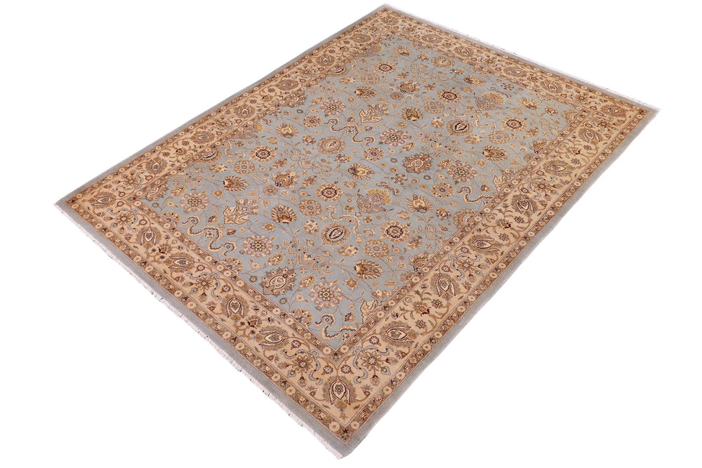 handmade Transitional Lahore Lt. Blue Lt. Tan Hand Knotted RECTANGLE 100% WOOL area rug 6' x 9'