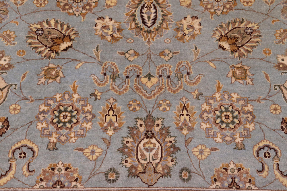 handmade Transitional Lahore Lt. Blue Lt. Tan Hand Knotted RECTANGLE 100% WOOL area rug 6' x 9'