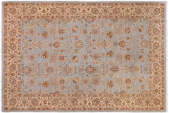 handmade Transitional Lahore Lt. Blue Lt. Tan Hand Knotted RECTANGLE 100% WOOL area rug 6' x 9'