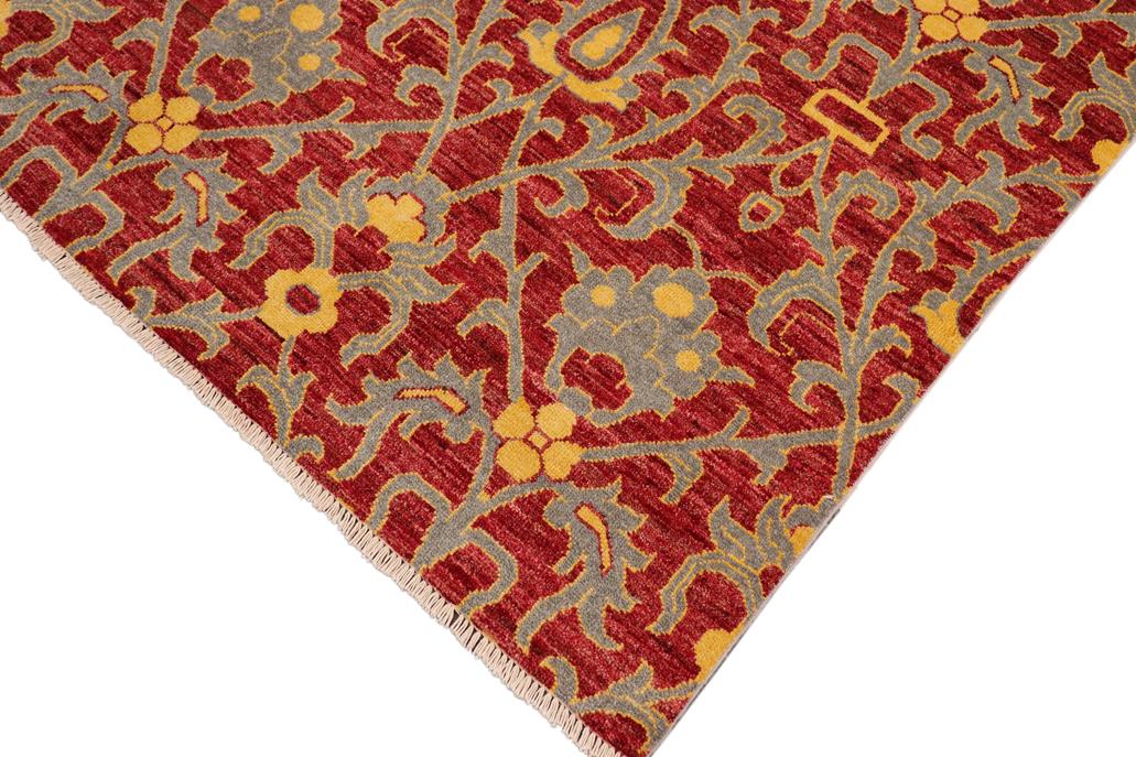 handmade Transitional Modern Red Gray Hand Knotted RECTANGLE 100% WOOL area rug 6 x 9