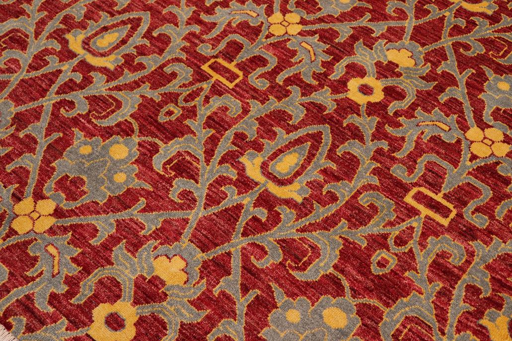 handmade Transitional Modern Red Gray Hand Knotted RECTANGLE 100% WOOL area rug 6 x 9