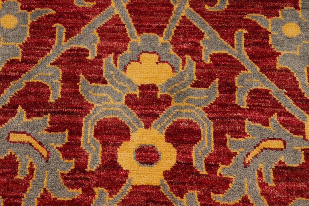 handmade Transitional Modern Red Gray Hand Knotted RECTANGLE 100% WOOL area rug 6 x 9