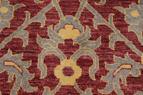 handmade Modern Modern Red Gray Hand Knotted RECTANGLE 100% WOOL area rug 6' x 9'