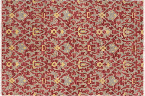 Modern Ziegler Shaun Red/Gray Wool Rug - 6'0'' x 8'7''