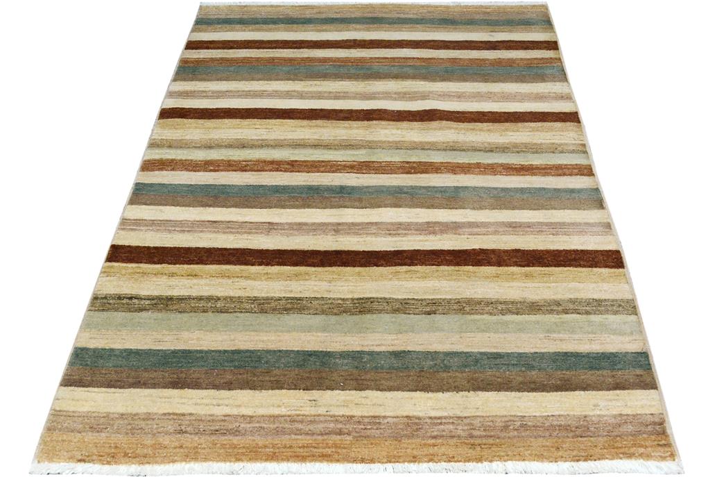 handmade Modern Kafkaz Tan Brown Hand Knotted RECTANGLE 100% WOOL area rug 4 x 6