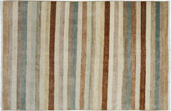 handmade Modern Kafkaz Tan Brown Hand Knotted RECTANGLE 100% WOOL area rug 4' x 6'