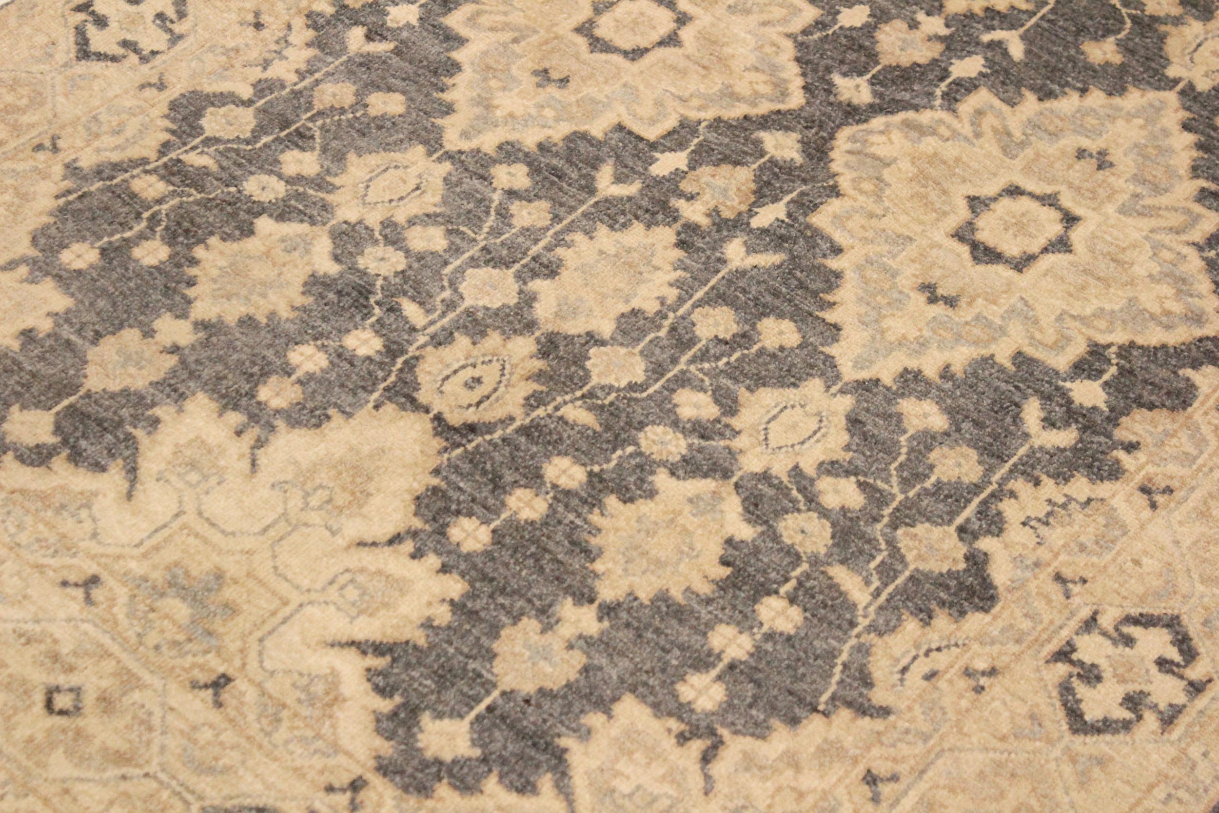 handmade Transitional Kafkaz Gray Tan Hand Knotted RECTANGLE 100% WOOL area rug 4' x 6'