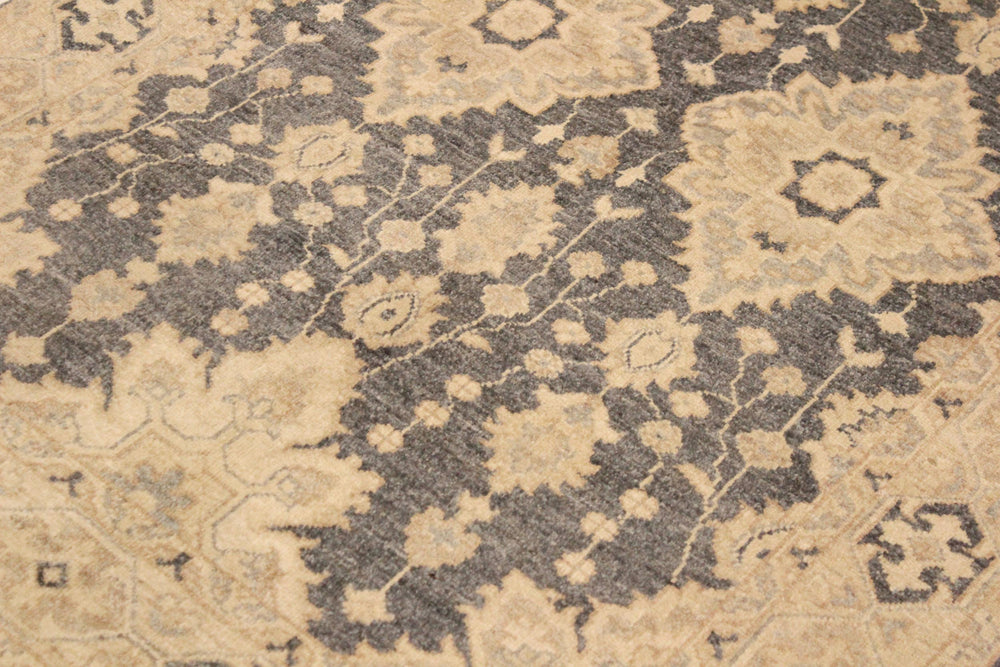 handmade Transitional Kafkaz Gray Tan Hand Knotted RECTANGLE 100% WOOL area rug 4' x 6'