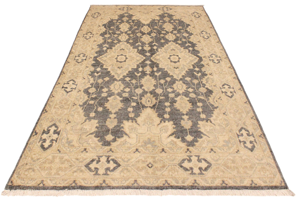 handmade Transitional Kafkaz Gray Tan Hand Knotted RECTANGLE 100% WOOL area rug 4' x 6'
