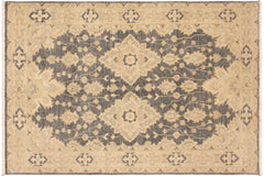 handmade Transitional Kafkaz Gray Tan Hand Knotted RECTANGLE 100% WOOL area rug 4' x 6'