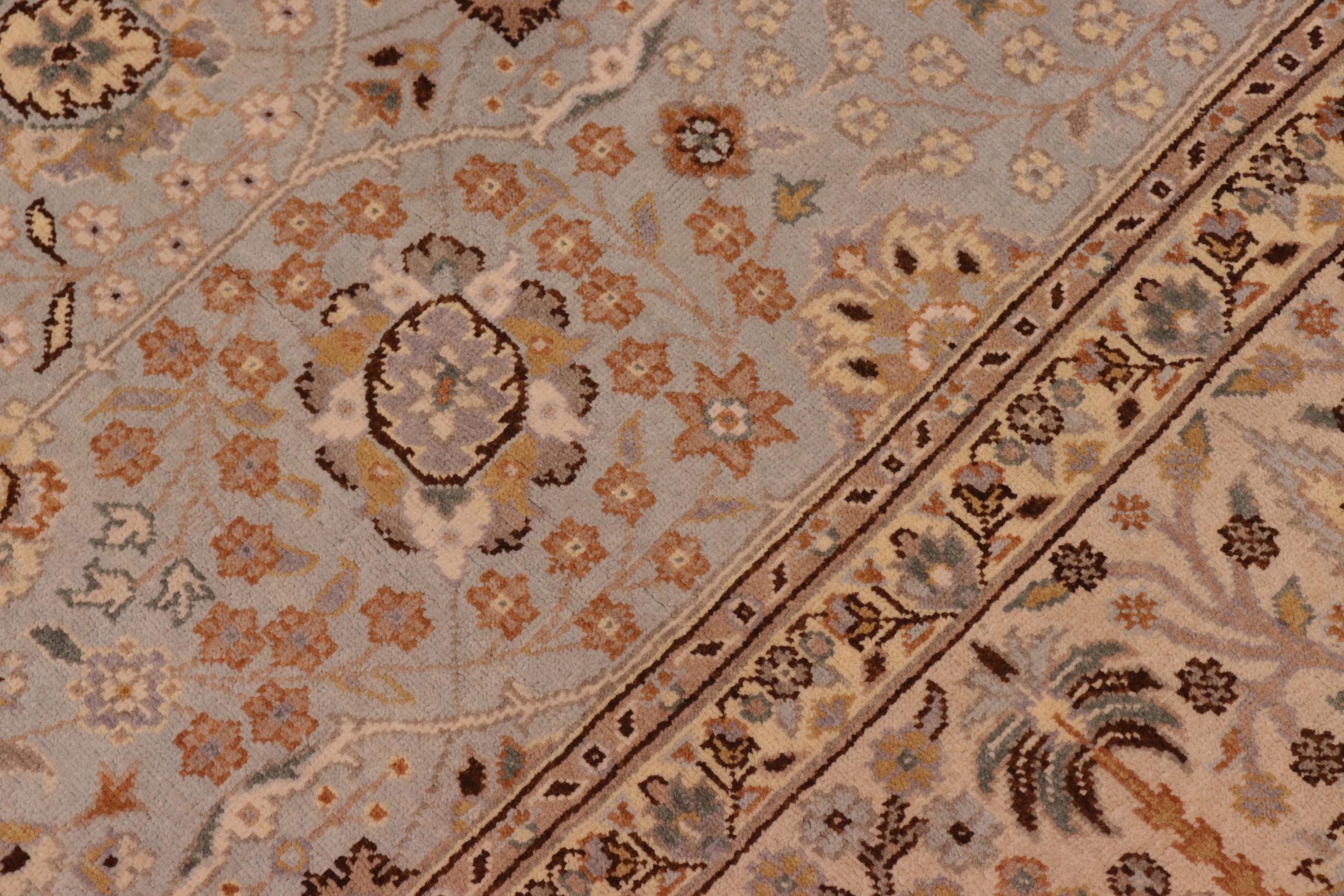 handmade Traditional Design Lt. Blue Tan Hand Knotted RECTANGLE 100% WOOL area rug 6' x 9'