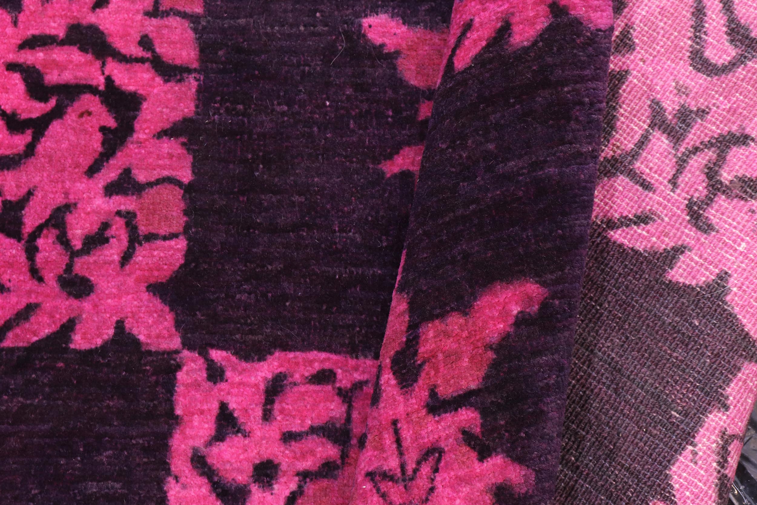 handmade Over Dyed Over Dyed Purple Pink Hand Knotted RECTANGLE 100% WOOL area rug 4' x 6'