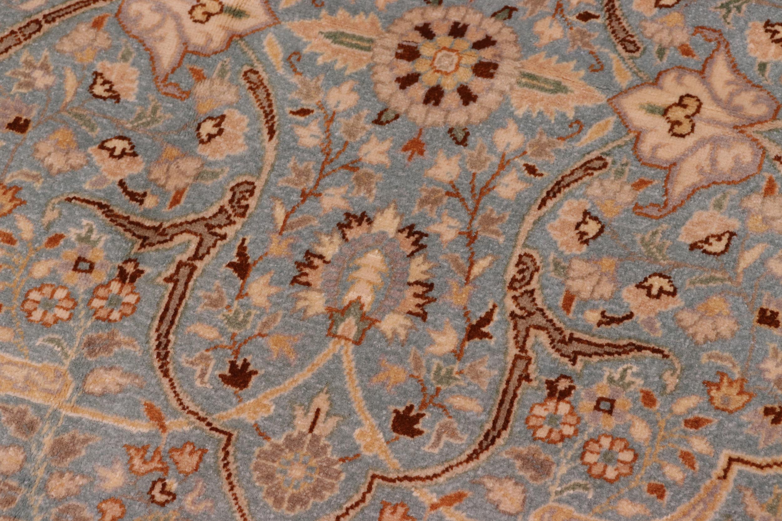 handmade Traditional Design Blue Ivory Hand Knotted RECTANGLE 100% WOOL area rug 4' x 6'