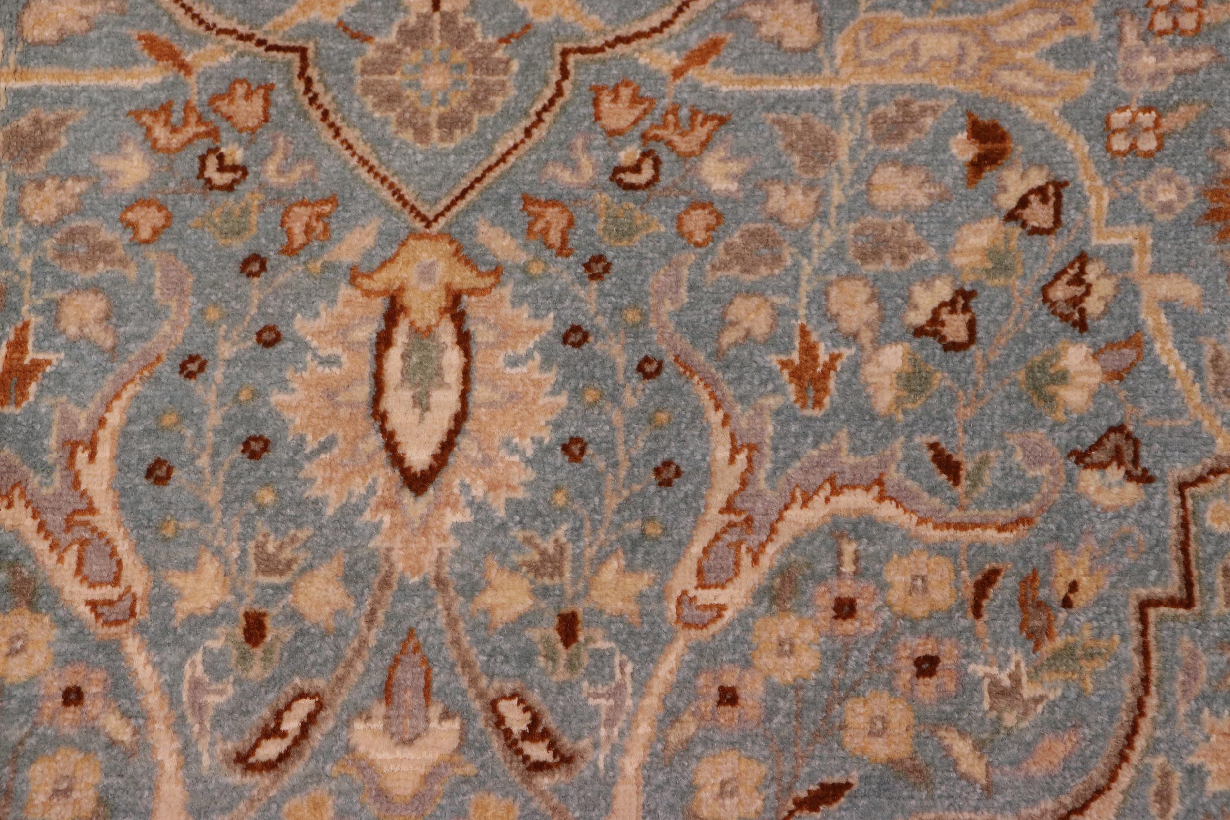 handmade Traditional Design Blue Ivory Hand Knotted RECTANGLE 100% WOOL area rug 4' x 6'