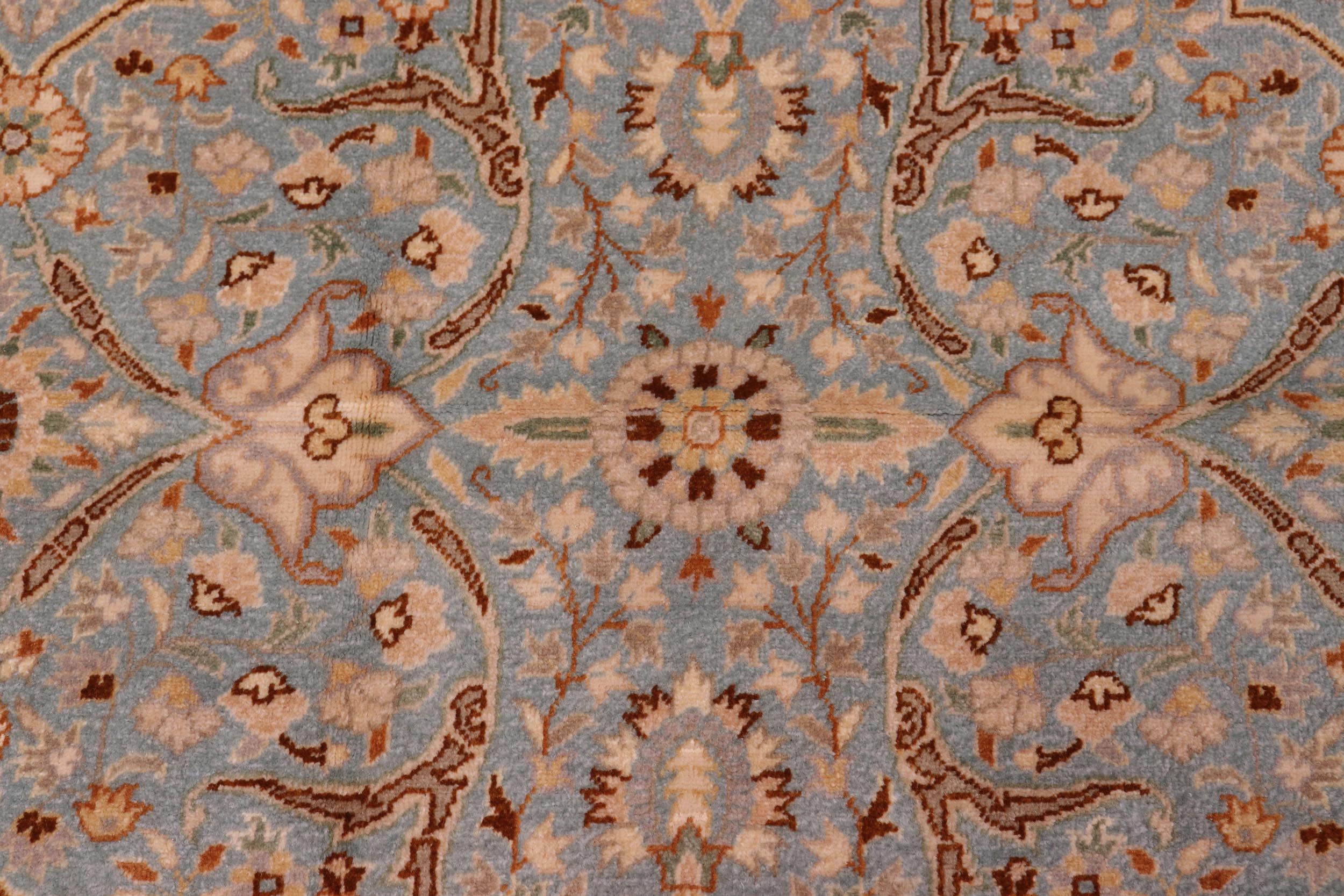 handmade Traditional Design Blue Ivory Hand Knotted RECTANGLE 100% WOOL area rug 4' x 6'