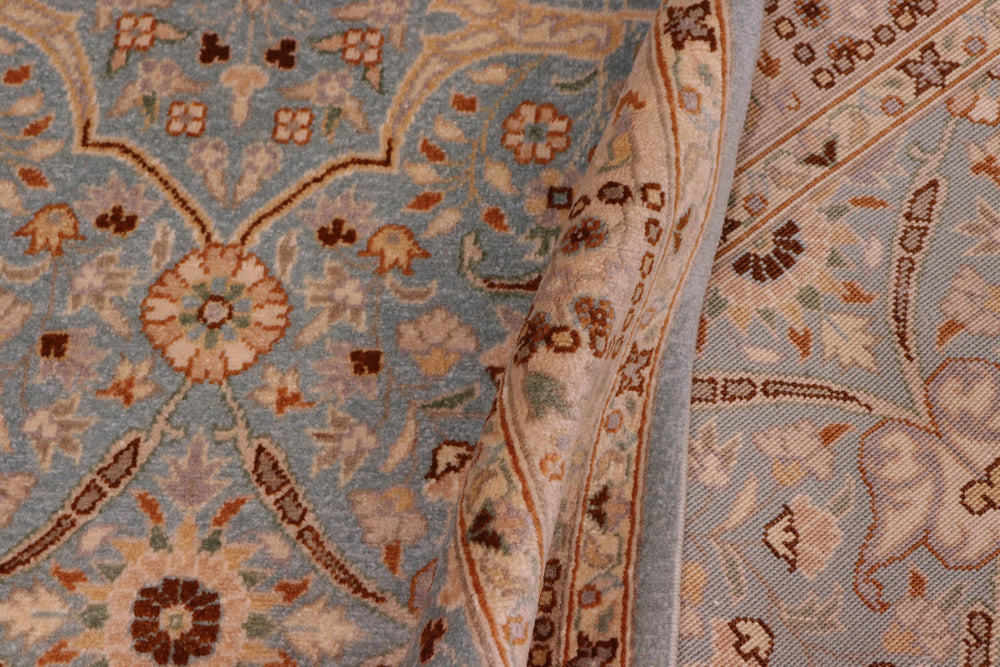 handmade Traditional Design Blue Ivory Hand Knotted RECTANGLE 100% WOOL area rug 4' x 6'