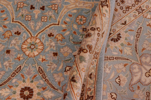 handmade Traditional Design Blue Ivory Hand Knotted RECTANGLE 100% WOOL area rug 4' x 6'