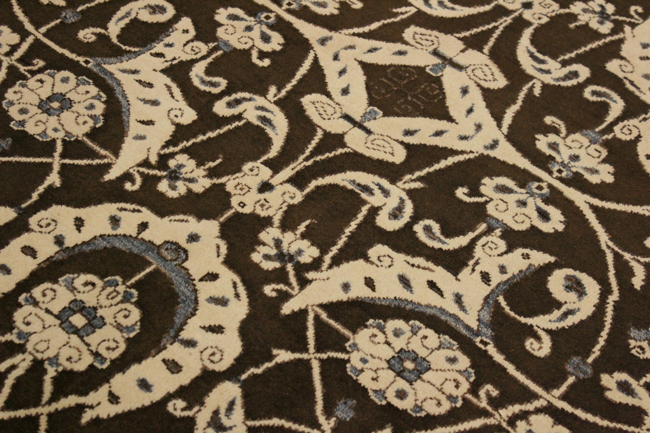 handmade Modern Kafkaz Brown Beige Hand Knotted RECTANGLE 100% WOOL area rug 4' x 6'