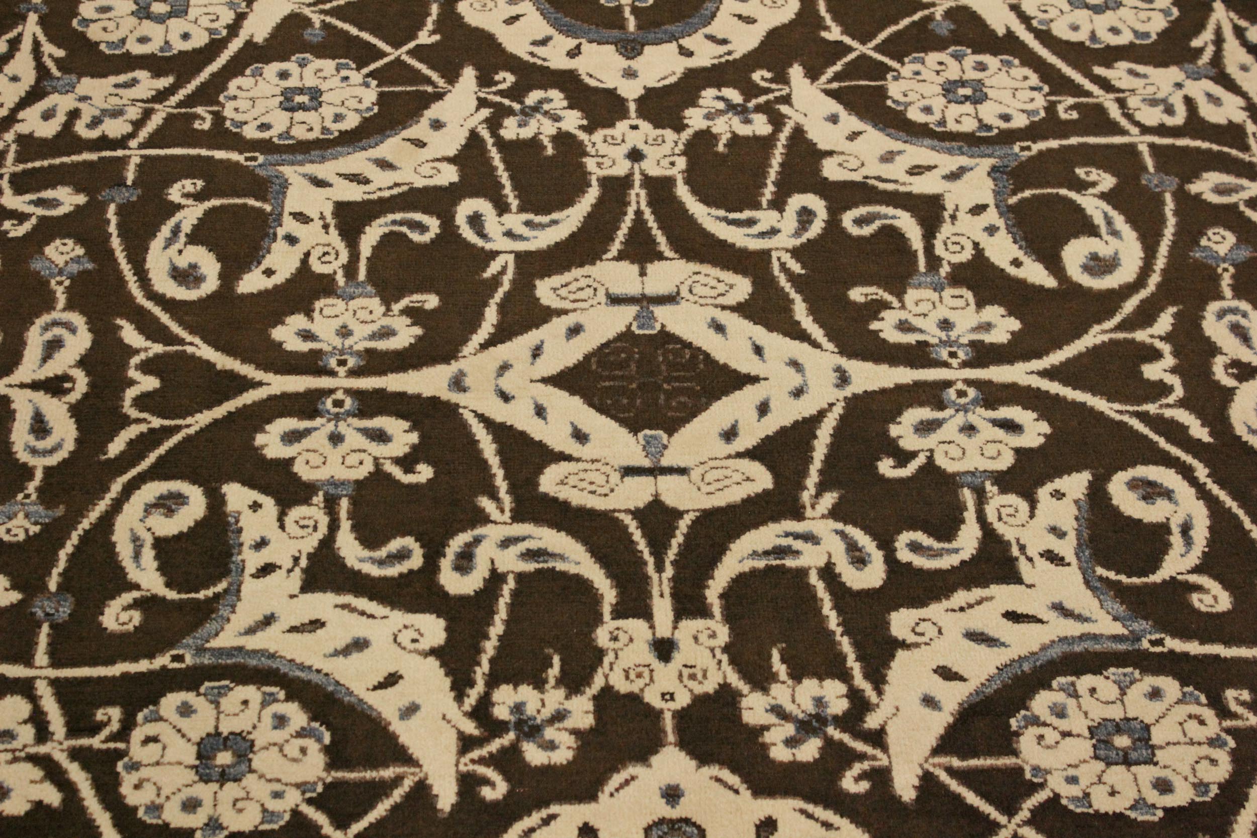 handmade Modern Kafkaz Brown Beige Hand Knotted RECTANGLE 100% WOOL area rug 4' x 6'