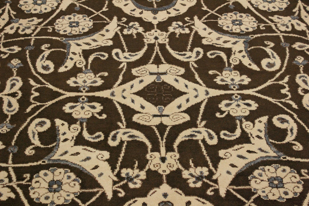 handmade Modern Kafkaz Brown Beige Hand Knotted RECTANGLE 100% WOOL area rug 4' x 6'
