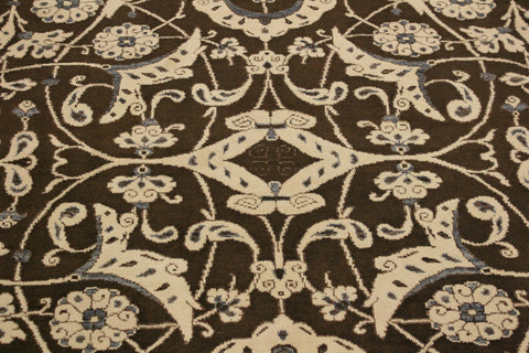 handmade Modern Kafkaz Brown Beige Hand Knotted RECTANGLE 100% WOOL area rug 4' x 6'