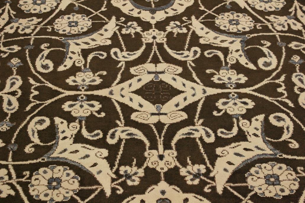 handmade Modern Kafkaz Brown Beige Hand Knotted RECTANGLE 100% WOOL area rug 4 x 6