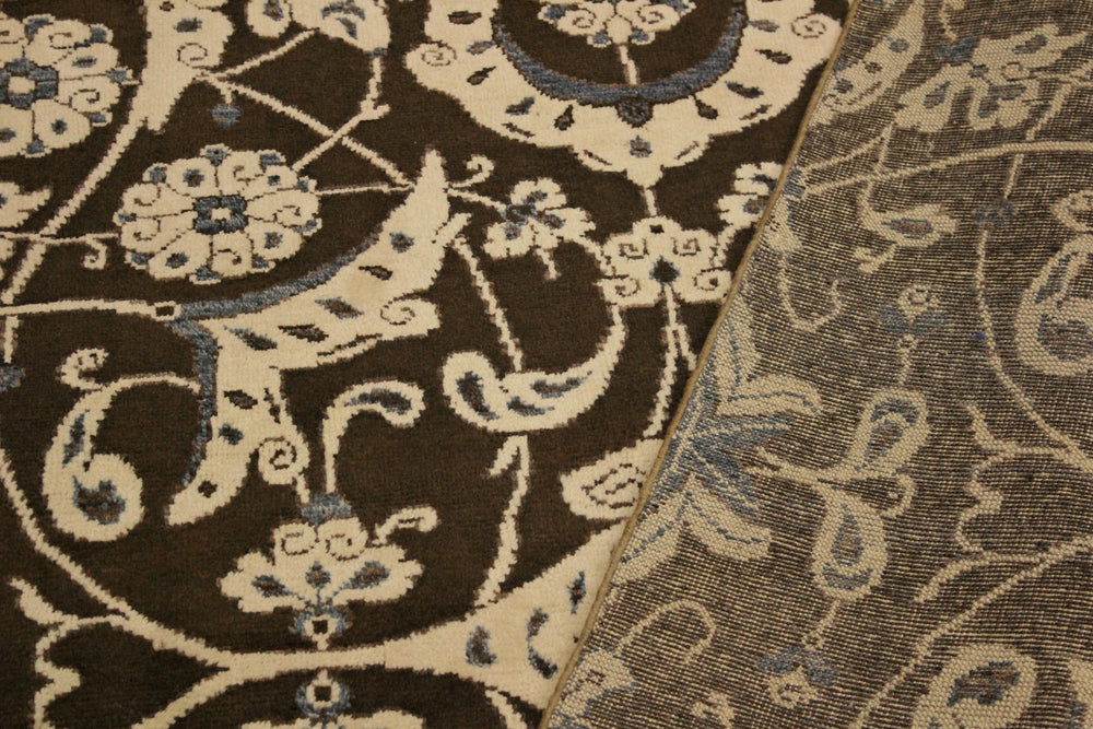handmade Modern Kafkaz Brown Beige Hand Knotted RECTANGLE 100% WOOL area rug 4' x 6'