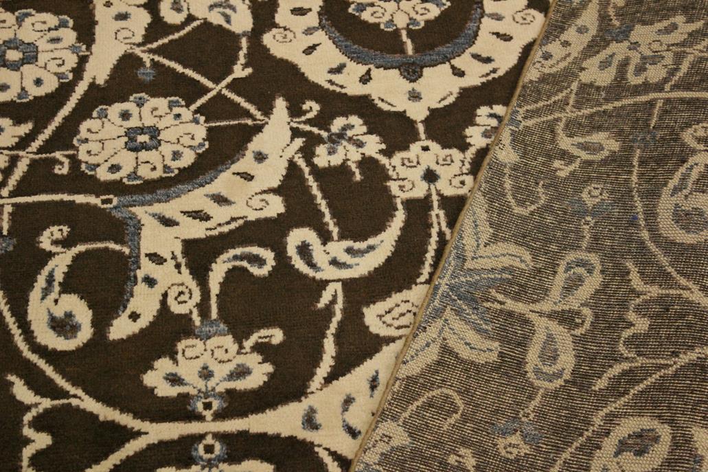 handmade Modern Kafkaz Brown Beige Hand Knotted RECTANGLE 100% WOOL area rug 4 x 6