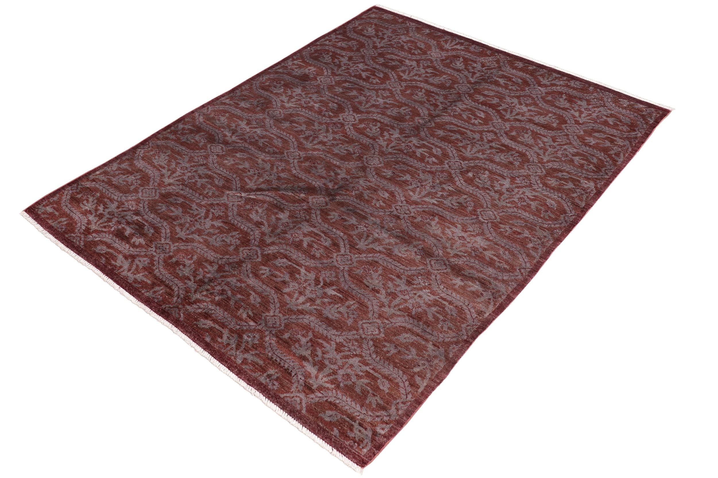 handmade Over Dyed Over Dyed Rust Blue Hand Knotted RECTANGLE 100% WOOL area rug 5' x 7'