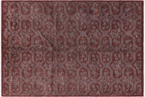 handmade Over Dyed Over Dyed Rust Blue Hand Knotted RECTANGLE 100% WOOL area rug 5' x 7'