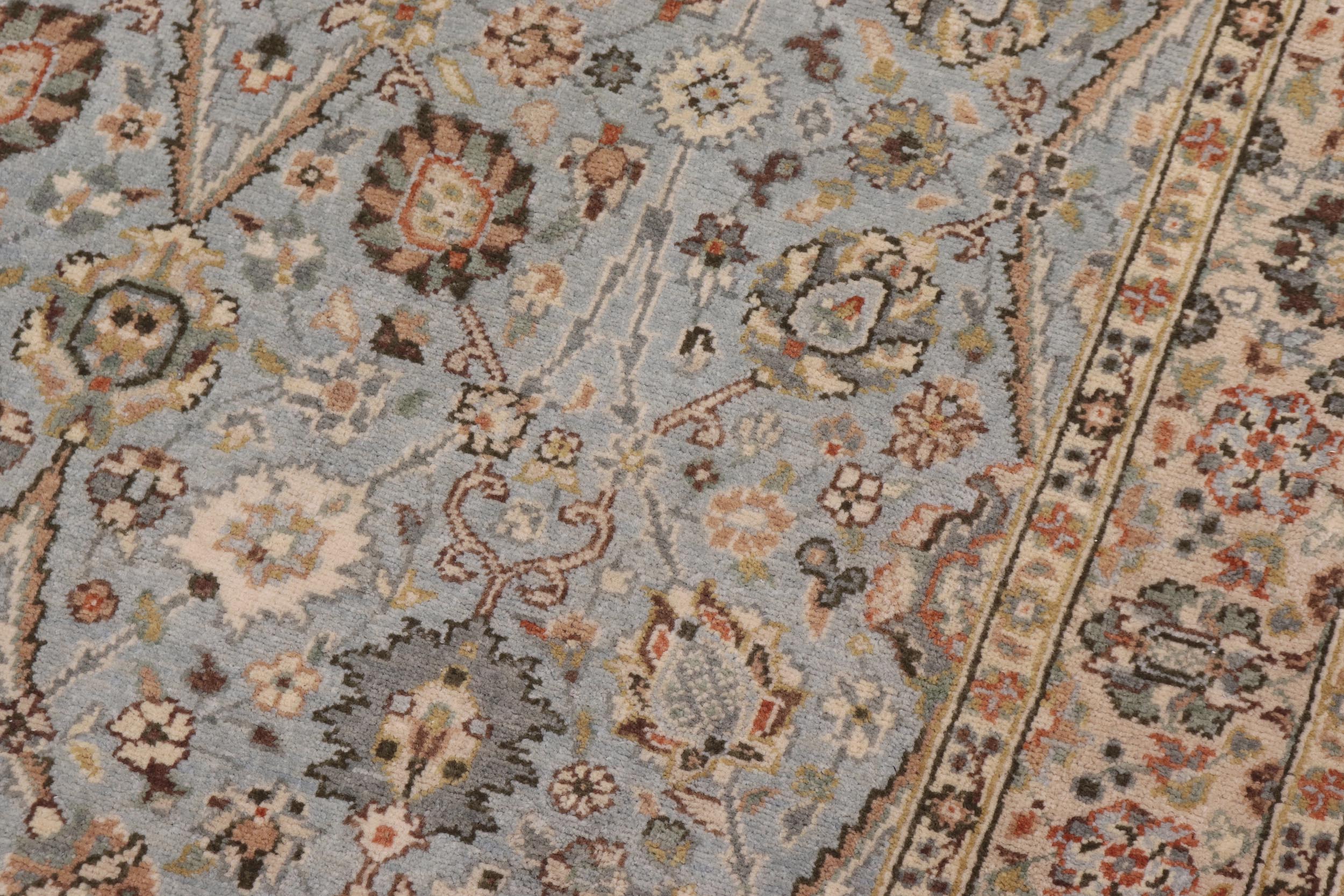 handmade Traditional Design Blue Ivory Hand Knotted RECTANGLE 100% WOOL area rug 3' x 5'