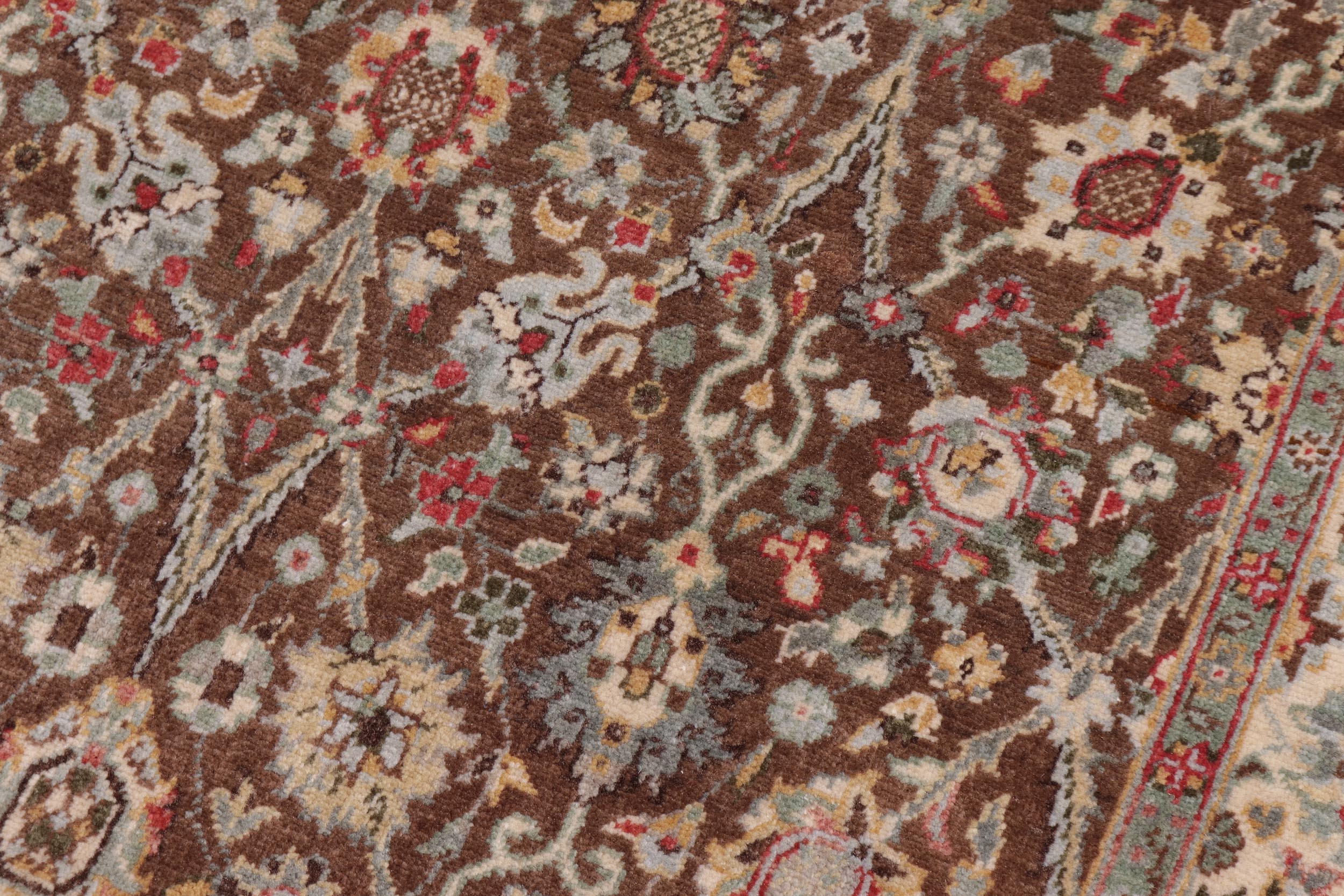handmade Traditional Design Brown Ivory Hand Knotted RECTANGLE 100% WOOL area rug 3' x 5'