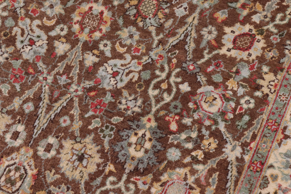 handmade Traditional Design Brown Ivory Hand Knotted RECTANGLE 100% WOOL area rug 3' x 5'