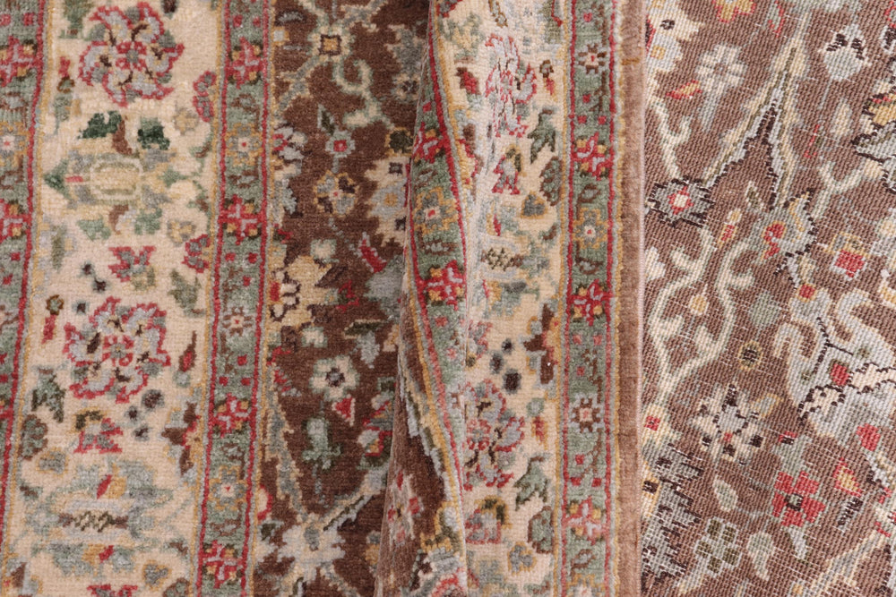 handmade Traditional Design Brown Ivory Hand Knotted RECTANGLE 100% WOOL area rug 3' x 5'