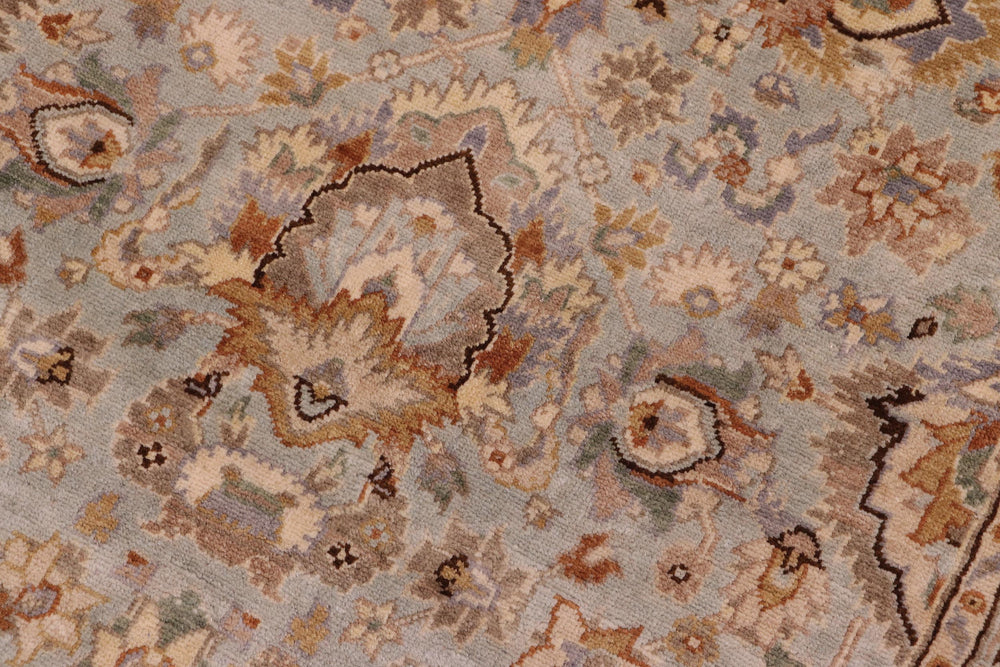 handmade Traditional Lahore Lt. Blue Tan Hand Knotted RECTANGLE 100% WOOL area rug 6' x 9'