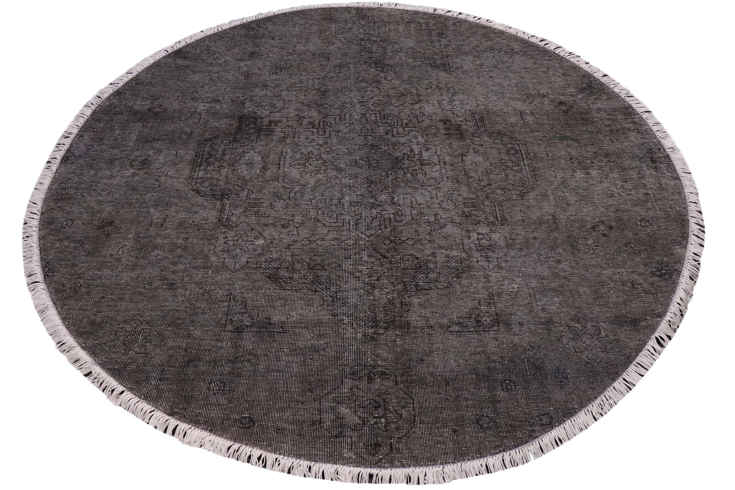 handmade Modern Vintage Gray Black Hand Knotted ROUND 100% WOOL area rug 6' x 6'