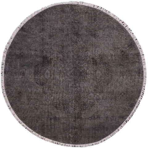handmade Modern Vintage Gray Black Hand Knotted ROUND 100% WOOL area rug 6' x 6'