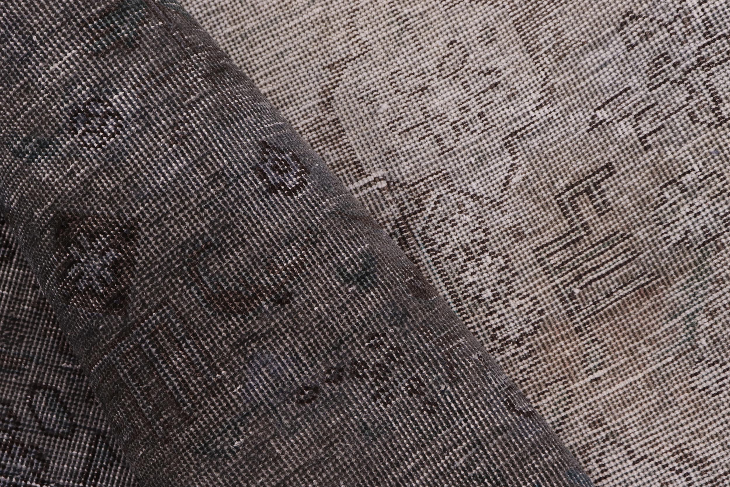 handmade Modern Vintage Gray Black Hand Knotted ROUND 100% WOOL area rug 6' x 6'