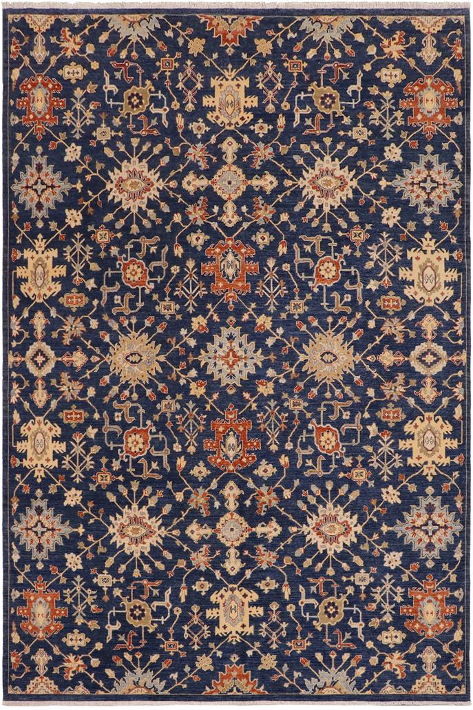 handmade Traditional Kafkaz Blue Orange Hand Knotted RECTANGLE 100% WOOL area rug 9 x 12