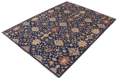 handmade Modern Kafkaz Blue Orange Hand Knotted RECTANGLE 100% WOOL area rug 9' x 12'