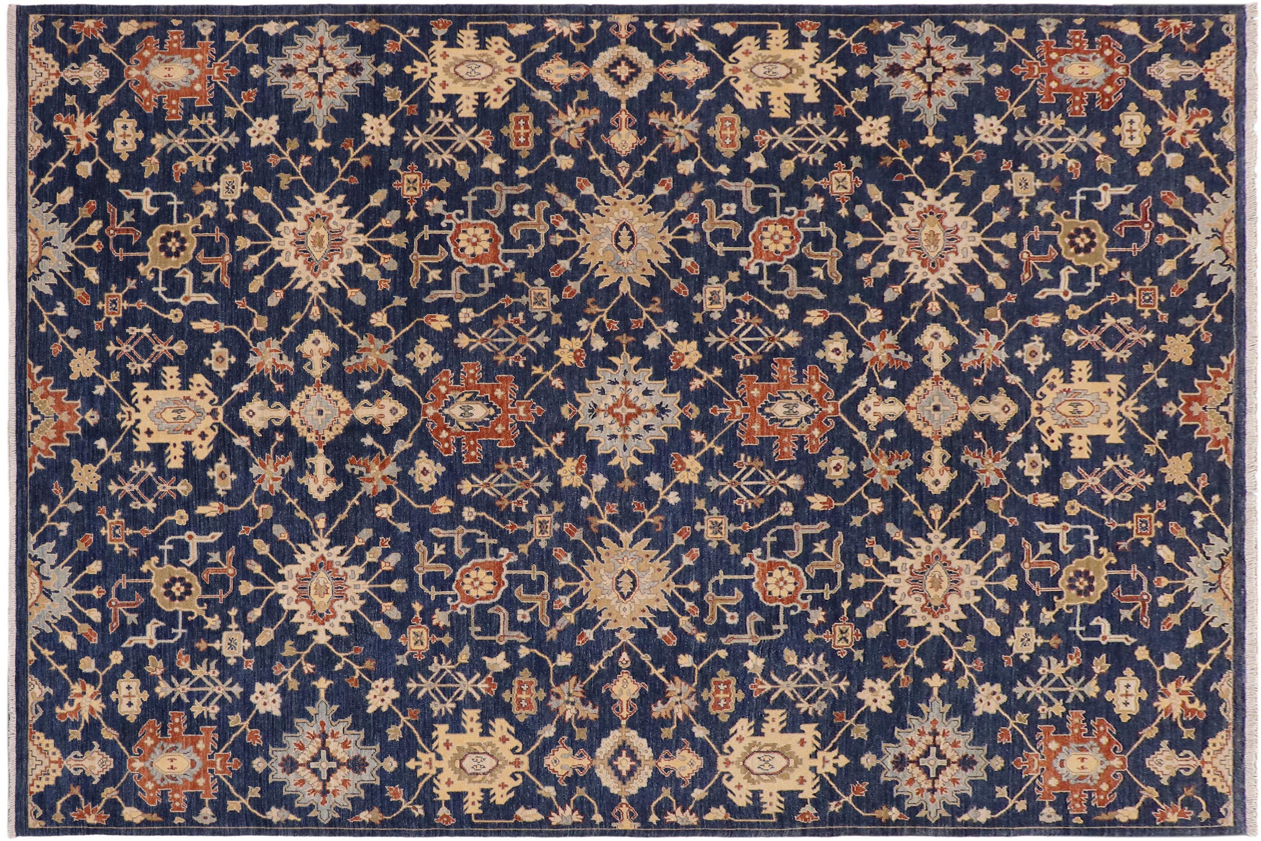 handmade Modern Kafkaz Blue Orange Hand Knotted RECTANGLE 100% WOOL area rug 9' x 12'