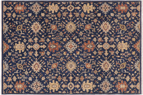 handmade Modern Kafkaz Blue Orange Hand Knotted RECTANGLE 100% WOOL area rug 9' x 12'
