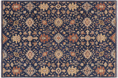 handmade Modern Kafkaz Blue Orange Hand Knotted RECTANGLE 100% WOOL area rug 9' x 12'